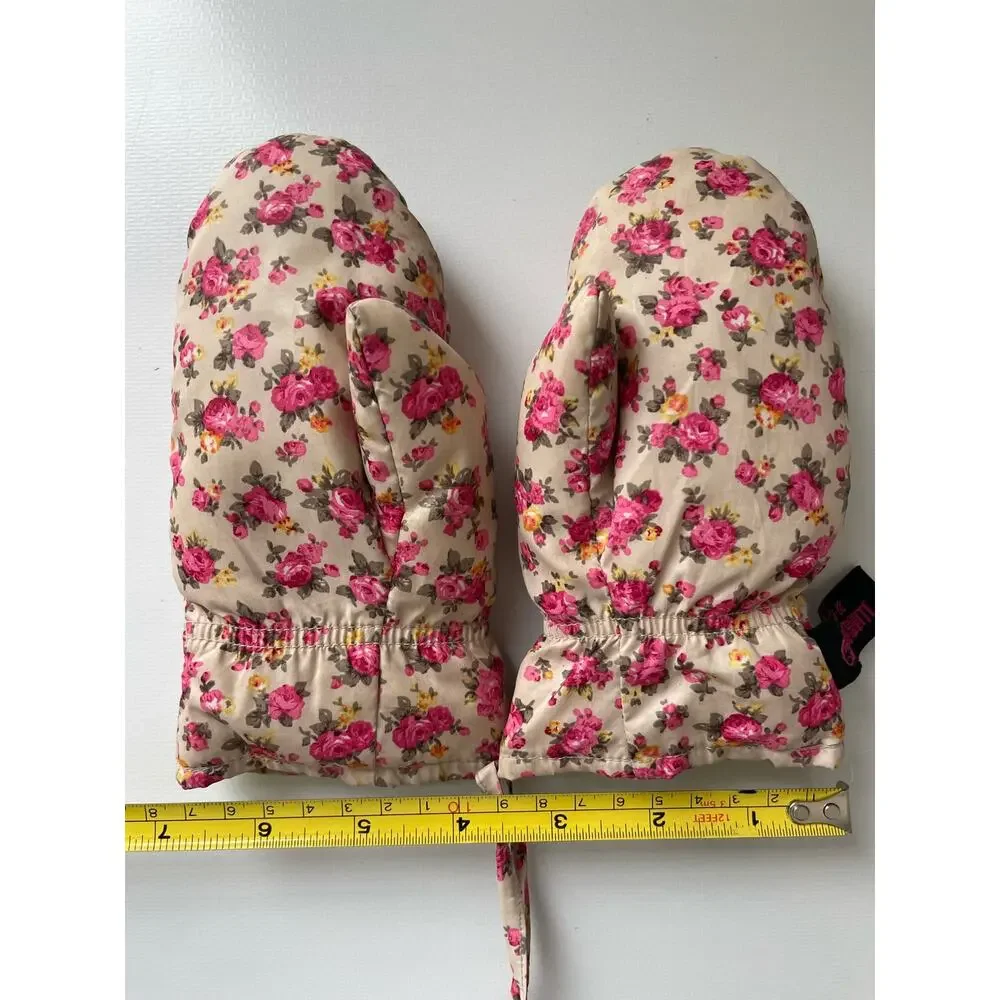 Floral Toddler Mittens with String Padded Water Resistant Size 2T